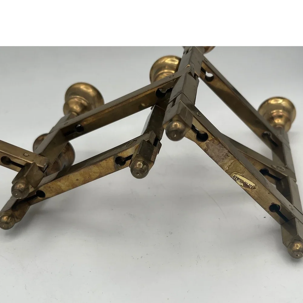 Vtg Danish Modern Brass Accordion Folding Candelabra 6 Light‎ Candle Holder MCM